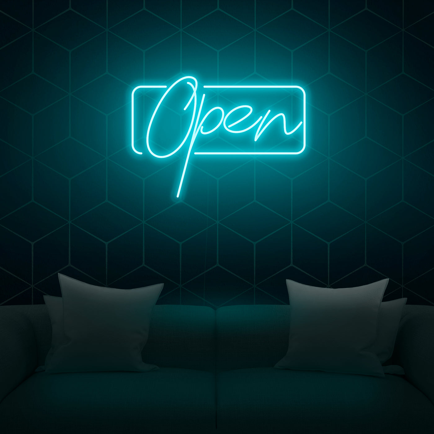 'Open' Script Neon Sign