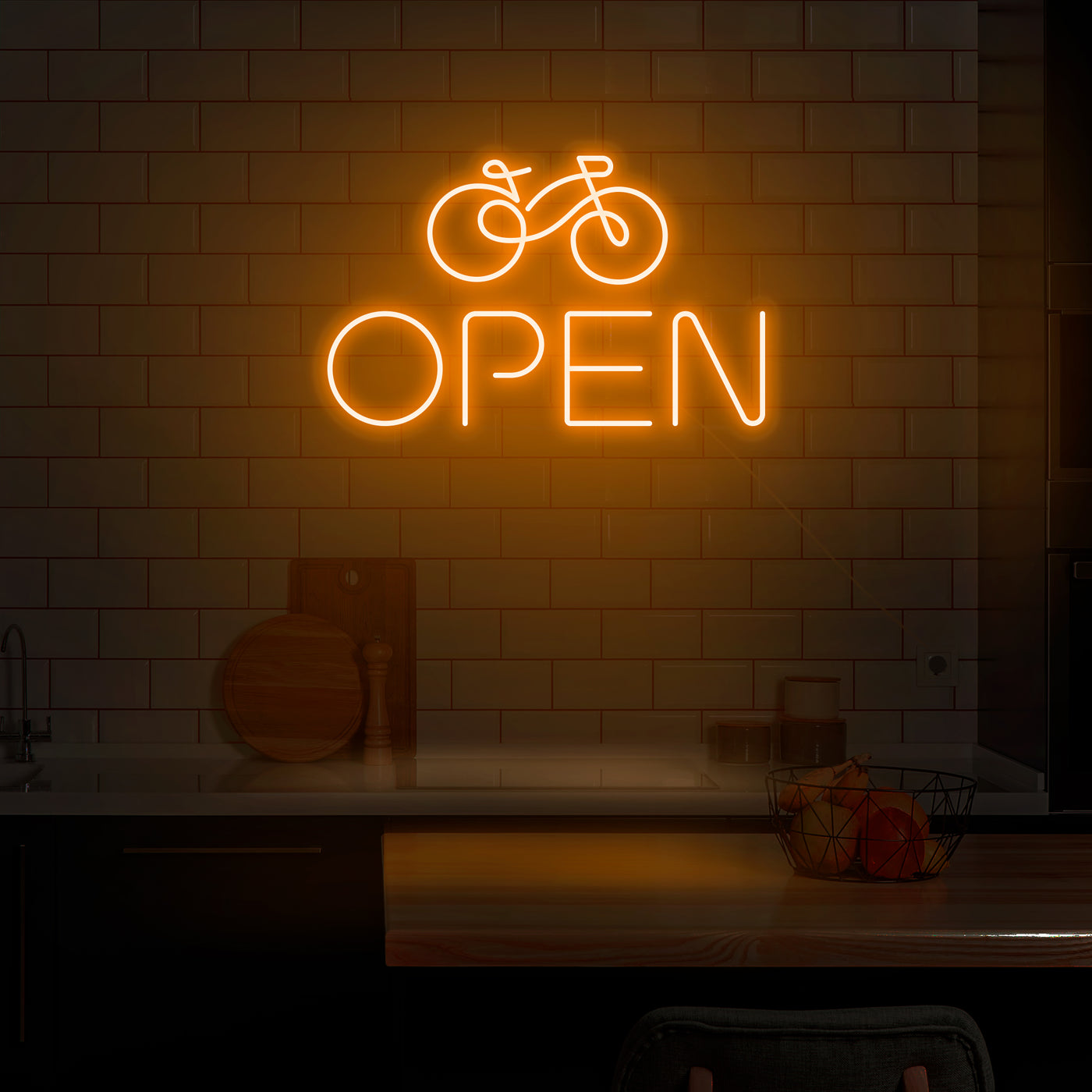 'Open' Bicycle Neon Sign