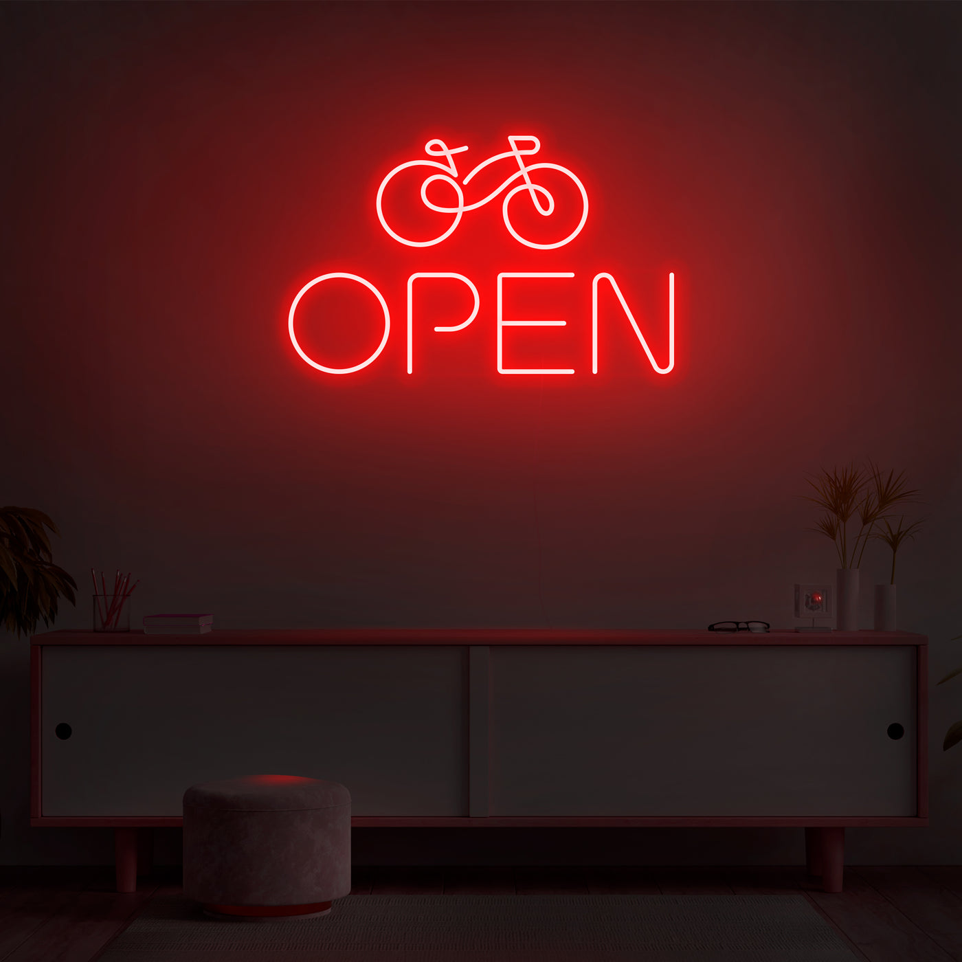 'Open' Bicycle Neon Sign