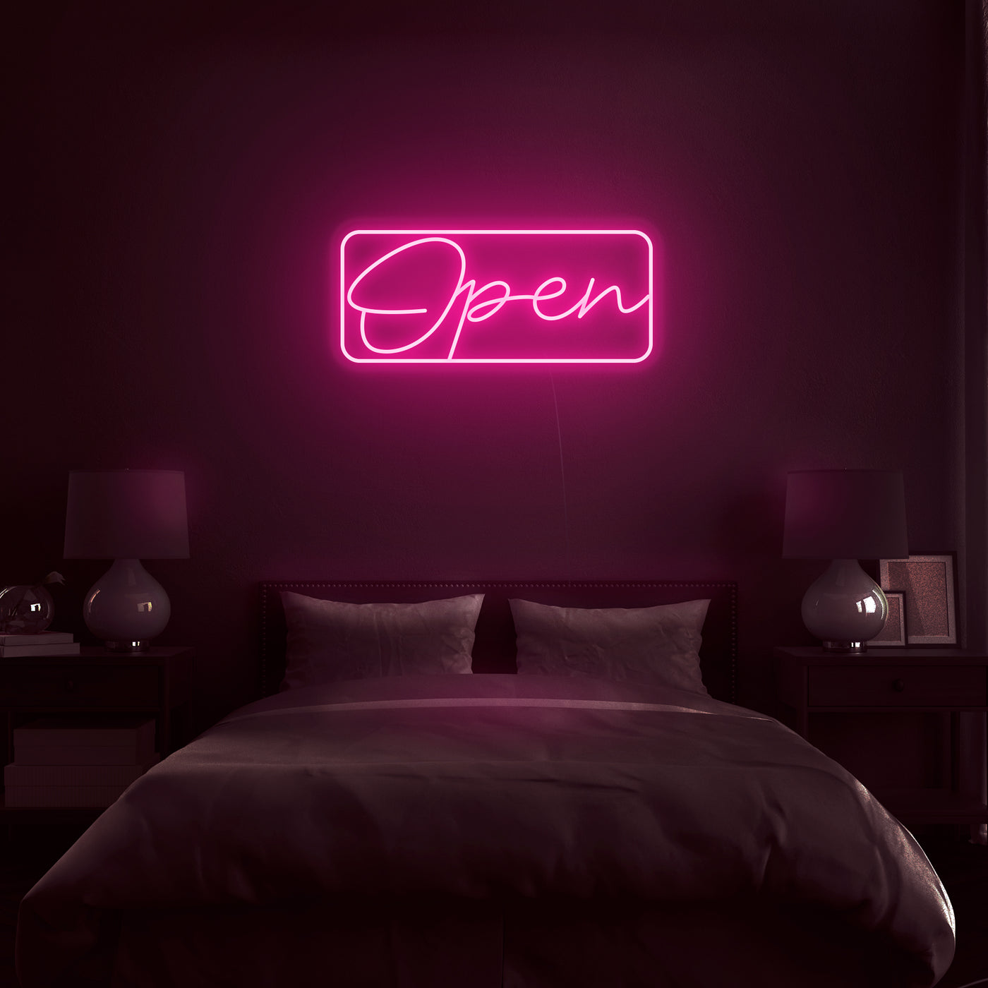 Script Bordered 'Open' Neon Sign - Nuwave Neon