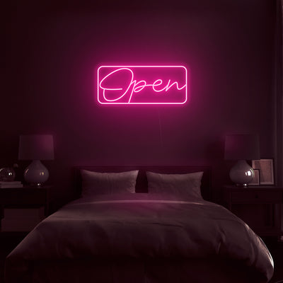 Script Bordered 'Open' Neon Sign - Nuwave Neon