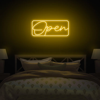 Script Bordered 'Open' Neon Sign - Nuwave Neon