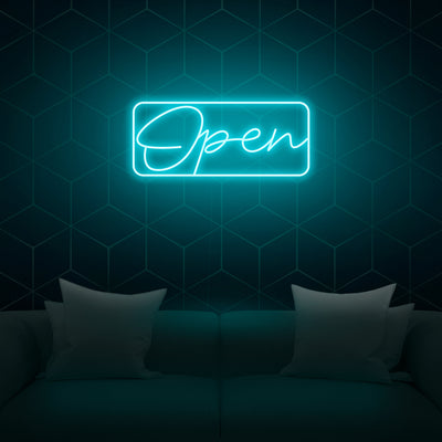 Script Bordered 'Open' Neon Sign