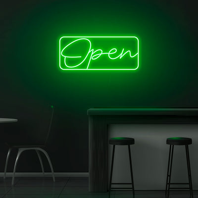 Script Bordered 'Open' Neon Sign - Nuwave Neon