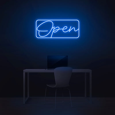 Script Bordered 'Open' Neon Sign - Nuwave Neon