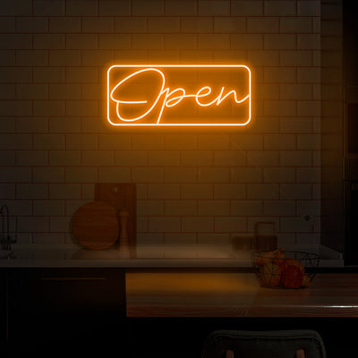 Script Bordered 'Open' Neon Sign - Nuwave Neon