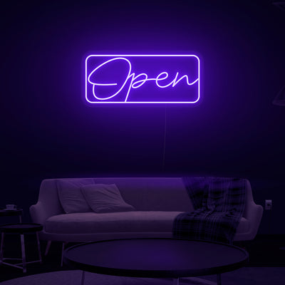 Script Bordered 'Open' Neon Sign - Nuwave Neon