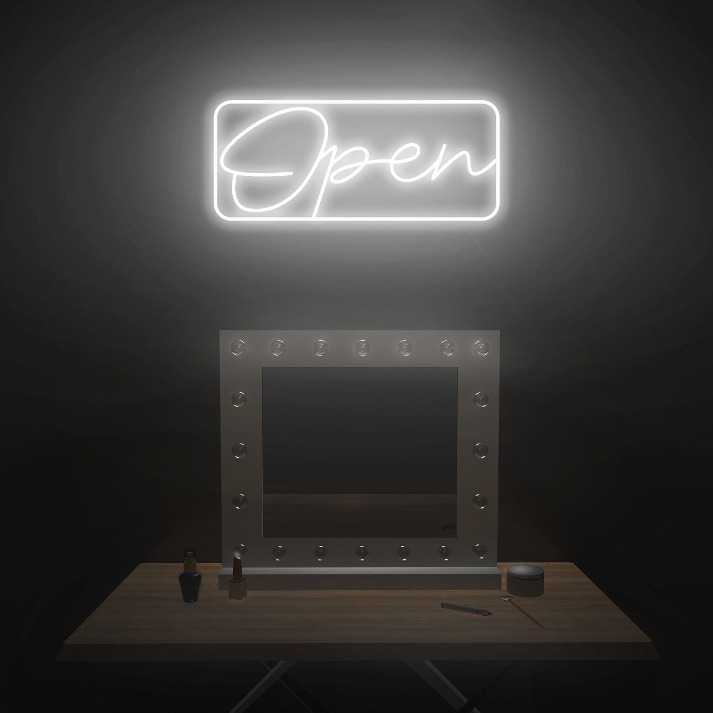 Script Bordered 'Open' Neon Sign - Nuwave Neon