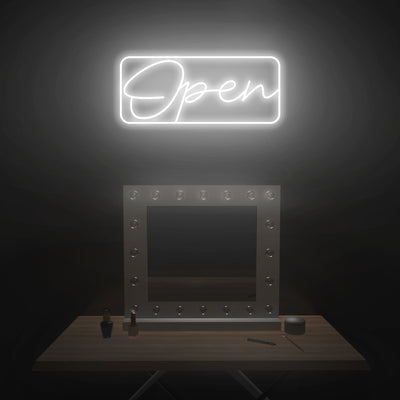 Script Bordered 'Open' Neon Sign - Nuwave Neon