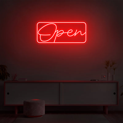 Script Bordered 'Open' Neon Sign