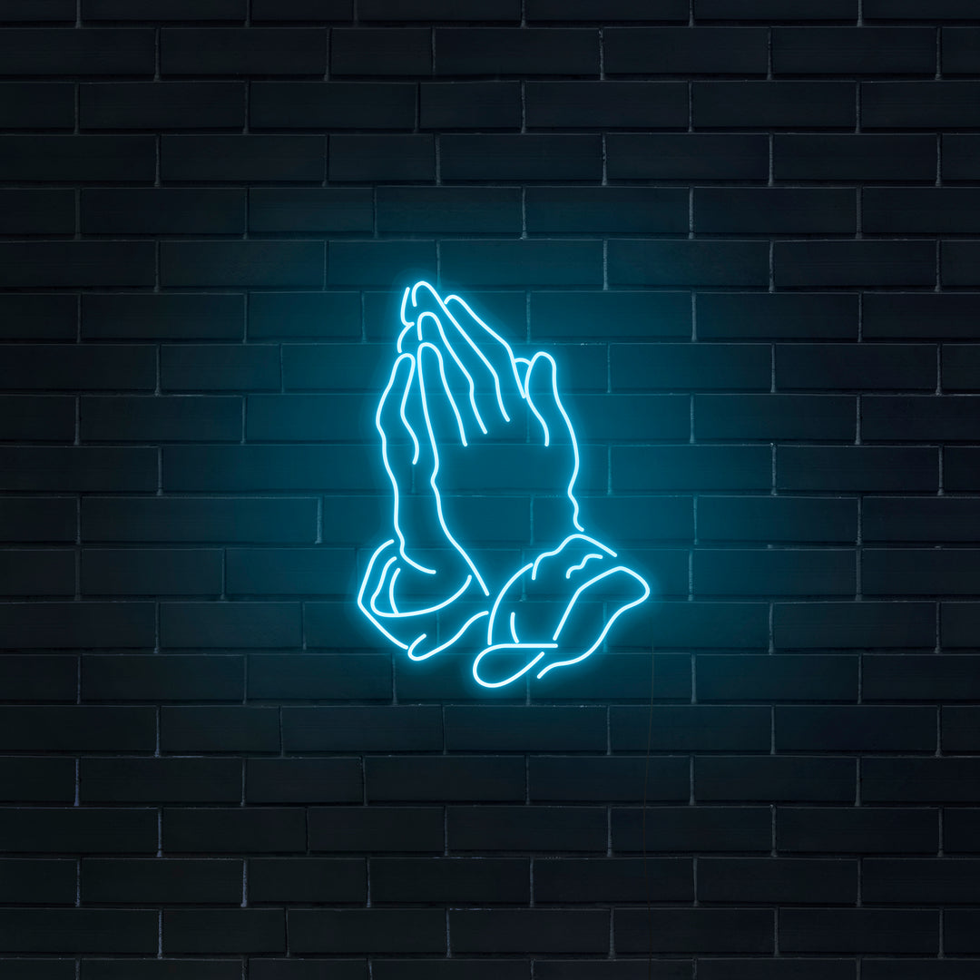 ADVPRO LED Neonzeichen „Kreuze Mit Betenden Händen“ – 30x40 Cm, Blau & Rot, 3 Watt, Inklusive Netzteil & Schalter